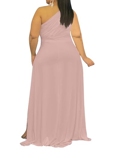 Image of Ekaliy Women's Plus Size One Shoulder Dress Elegant High Low Irregular Hem Flowy Party Cocktail Maxi Dress