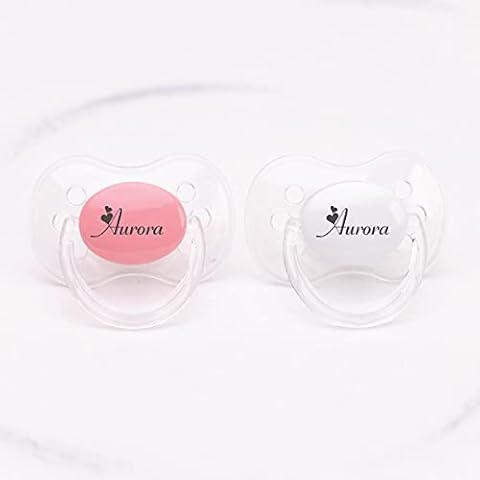 Personalized Pacifier with Name, 2 Pack Pink (6-18 Months) Cover