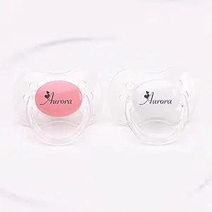 Personalized Pacifier with Name, 2 Pack Pink (6-18 Months)