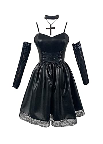 Syqiya Anime Misa Amane Dress Cosplay Costume Femme Noir XL (Chest 99cm) Cover