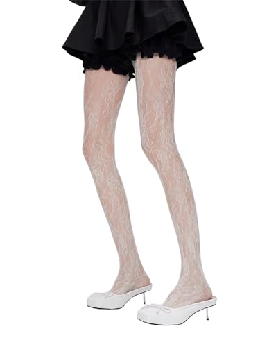 Image of Milumia Women's Floral Lace Tights Y2k Patterned Fishnet Pantyhose Sexy Stockings