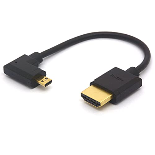 HTGuoji Cavo ad angolo Micro HDMI a HDMI, Micro HDMI Maschio a HDMI Maschio Prolunga 1080P 3D 4K 60Hz Ethernet Connettore (sinistra)