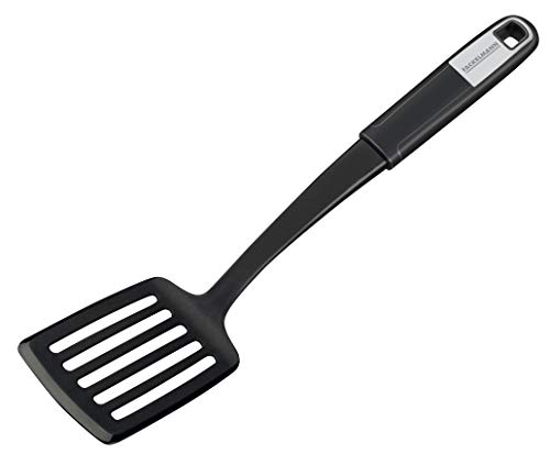 Fackelmann Sense Slotted Turner 33 cm with Plastic Functional Parts, Non-Slip Soft-Touch Handle, for Coated Pans and Pans (Colour: Silver/Black) Quantity: 1 Piece