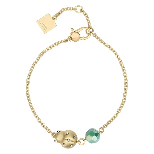 THUN - Bracciale con coccinella e perlina - metallo, vetro, resina - Collezione Dedicato a te - 16 + 3 cm