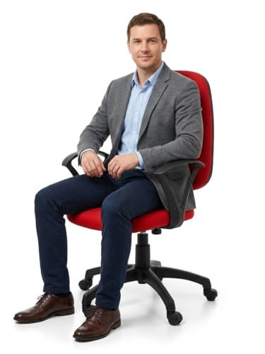 Image of FC Revolving Executive Desk Task Computer Office Ergonomic Living Room Home & Study Office Revolving Chairs (Red)