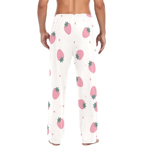 Pink Strawberry Mens Pajama Pants Mens Pj Pants Comfy Cotton Pj Long Pant for Men with Pockets Size S-XXL3
