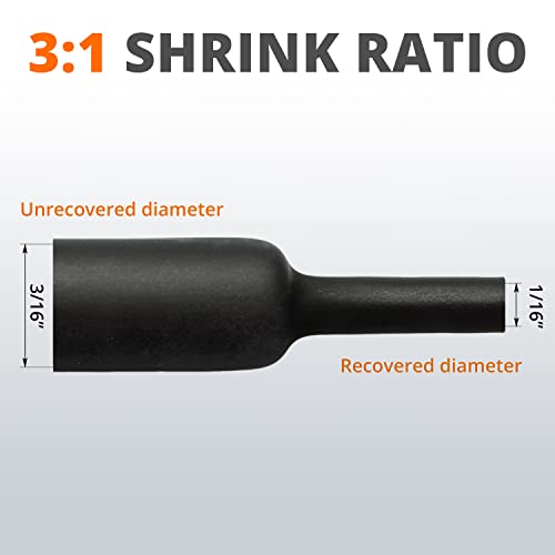 Wirefy 3/16" Heat Shrink Tubing - 3:1 Ratio - Adhesive Lined - a resistant Heat Shrink - Black - 50 Feet Roll - Image 3