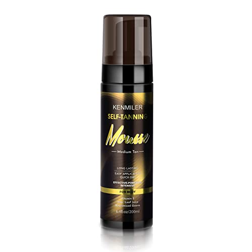 KENMILER Self Tanner Mousse, Sunless Tanning Tanners Foam Natural Fake Tan, Lightweight Instant Self-Tanner Face Body Bronzer Bronzing for Women Men with Skin Moisturizer, Long Lasting, Streak-Free - Medium, 6.4 Fl Oz