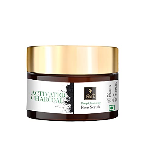 Good Vibes Activated Charcoal Deep Cleansing Face Mask, 50 g Blackhead Removal Deep Pore Cleansing Anti Acne Face Mask For All Skin Types, Controls Excess Sebum, No Parabens & Mineral Oils