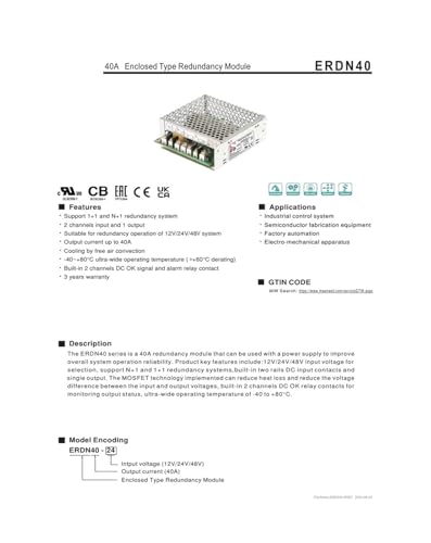 Alimentation à découpage ERDN40-24 module de redondance 24v boîtier fermé - 3