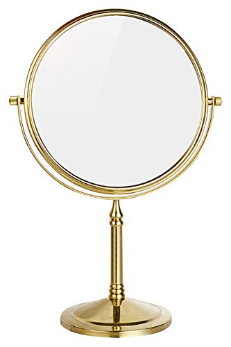 DOWRY 8-Inch Tabletop Swivel Vanity Magnifying Mirror 10x Magnification,Gold Finish, Copper, Double Sided