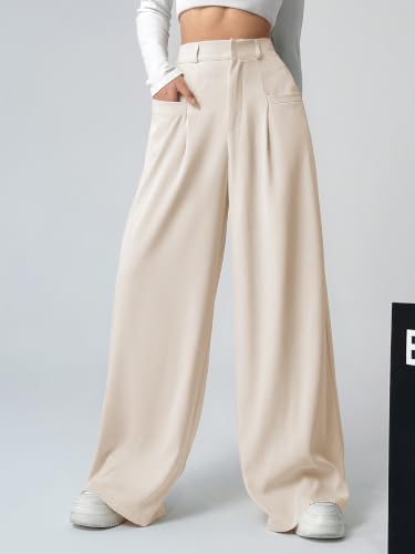 Image of GRECIILOOKS Trousers for Woman | Womens High Rise High Waist Flared Korean Style | Formal Pant for Women Office Wear| Track Pants for Womans Elegant for College & Events (Available in Plus Size)