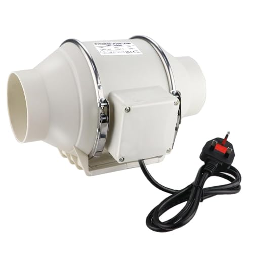 Inline Bathroom Extractor Fan 100mm /4 Inch In Line Duct Fan Mixed Flow 220m/hr - Grow Room Fan Tent Hydroponic Ventilation System