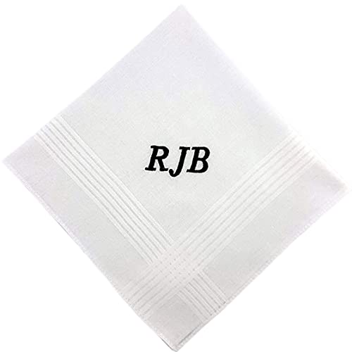 Generic Monogrammed Handkerchief For Men Fathers Day Gifts For Him Soft Cotton Men'S Initial Letter Hanky Groom Wedding Hankerchief Personalized Pocket Square thumb #7