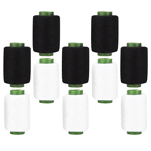 Hilo de coser profesional de poliéster, alta resistencia y color duradero. Set de 10 rollos negro y blanco para bordado y máquinas de coser miniatura 7