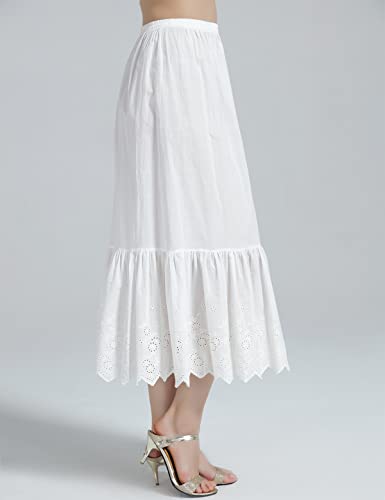 BEAUTELICATE Half Slip Skirt Extender 100% Cotton Vintage Underskirt with Lace Embroidery2