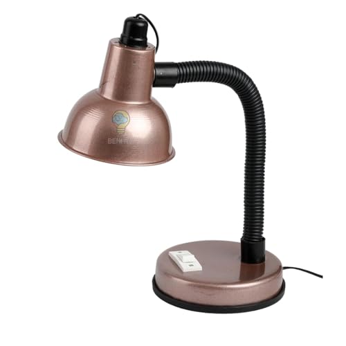 Image of LED Desk Lamp for Study Table | Adjustable Metal Reading Lamp with Flexible Neck | Eye Care Table Light for Students, Bedroom, Office & Work Desk (Copper)