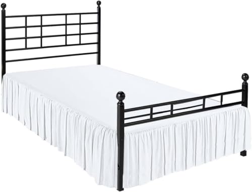 Ruffle Bed Skirt with Split Corners, Microfiber Dust Ruffled for a Perfectly Tailored Bedding Ensemble, Wrinkle and Fade Free, Easy Fit, Queen Size 18 Inch Drop, White