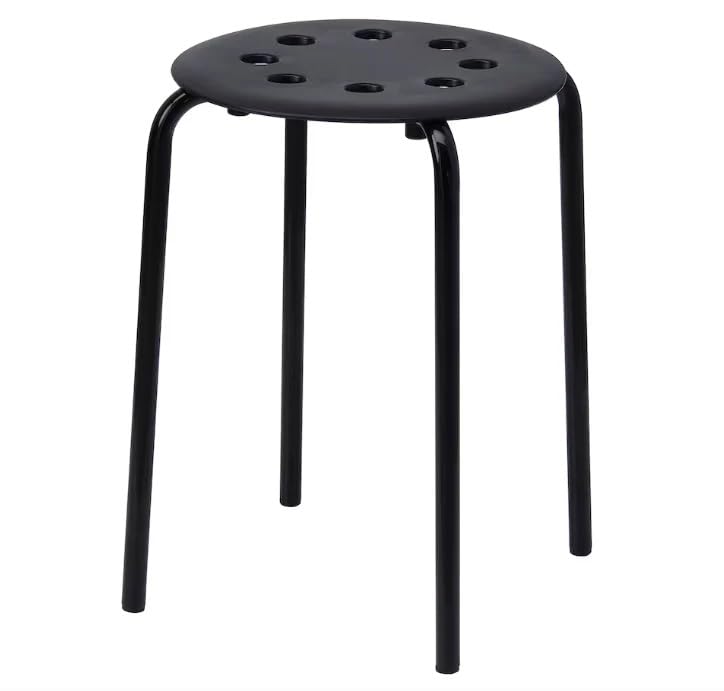 HOMION Round Compact Stool for Home Office Small Junior Free Standing Stackable Breakfast stool Children Kids School Library Camping Picnic Camper Van Kitchen Living Compact Marius (2, Black)