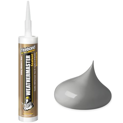 Image of Titebond WeatherMaster Sealant, Gray - Polymer Exterior Caulk for Windows, Doors, Siding & Trim, Flexible, UV-Resistant, Paintable in 1 Hour, Low VOC - 46861, 9.5 Oz. Cartridge