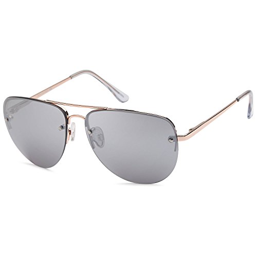 SUNLOUNGER Womens Oversized Aviator Sunglasses – Mirror Silver Lens on Gold Frame