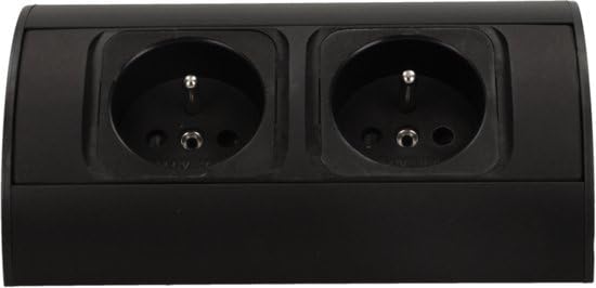 Multiprise de bureau - Prise d'angle en saillie - Fiche de distribution avec 2 prises - Prise de terre - Noir