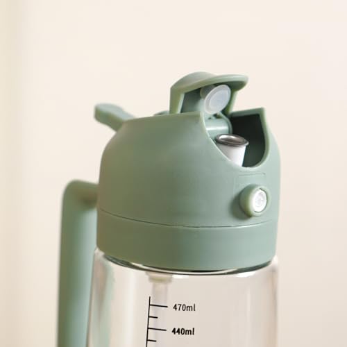 Image of Nestasia 2 in 1 Oil Sprayer & Dispenser Glass Bottle for Kitchen (470ml) - Vinegar & Olive Oil Bottle with Measuring Spoon for Healthy Cooking, Salad Dressing, Air Fryer, BBQ & Grilling (Sage Green)