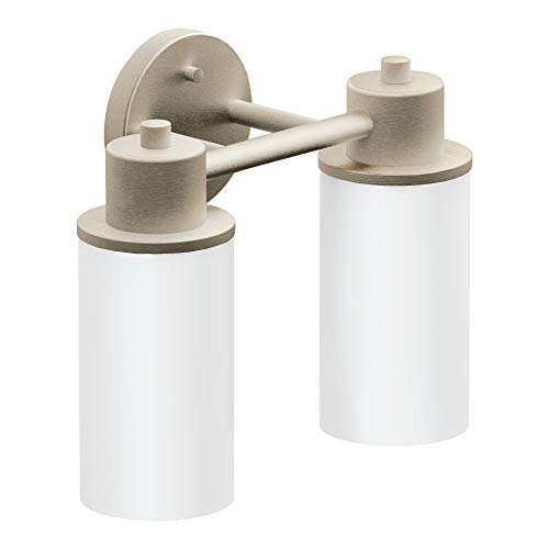 Moen DN0762BN Iso 2-Light Dual-Mount Bath Bathroom Vanity Fixture with Frosted Glass, Brushed Nickel