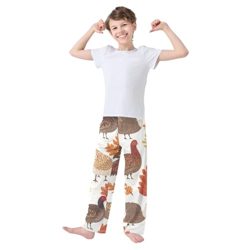 ZZXXB Cute Turkey Print Boys Long Pants Soft Trousers Elastic Waist Kids Lounge Bottoms with Pockets S-XL3