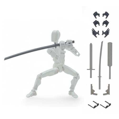 Image of Dummy13 Fully Articulated Action Figure | 3D Printed Robot Assembly Kit | 5.4 Inch Tall Poseable Toy | Dynamic Poses | DIY Collectible Model | Made in India (Ninja Combo)