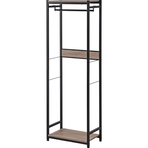 ワイエムワールド ハンガーラック シングル 棚付き 幅60cm 高さ170cm 木製 頑丈 ラック付き オーク 00-213