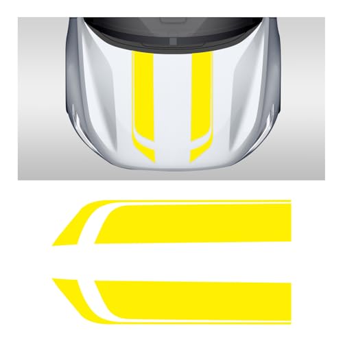 Image of Car Hood Decal Sticker, Automotive Side Body Stripe Graphics Racing Bumper Sticker, Universal Vehicle Skirt Roof Bonnet Vinyl Decal Exterior Decoration, Car Accessories (Yellow)