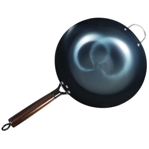 Wok de hierro tradicional con mango ergonómico