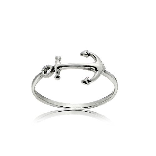 Sterling Silver Polished Nautical Anchor Ring