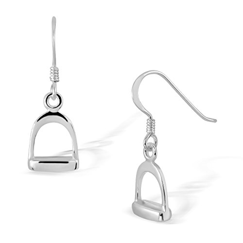 WithLoveSilver 925 Sterling Silver Stirrup Horse Equestrian Dangle Hook Earrings