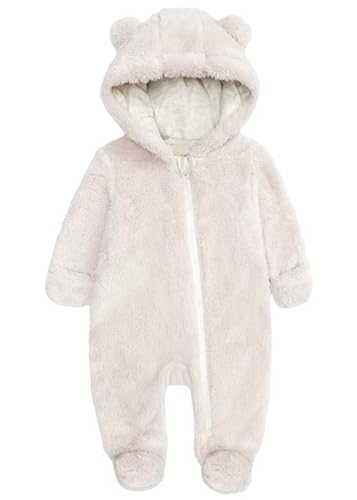 Image of CAHL&FAUO Newborn Snowsuit Baby Cartoon Bear Onesie Warm Fleece Hooded Romper Jumpsuit
