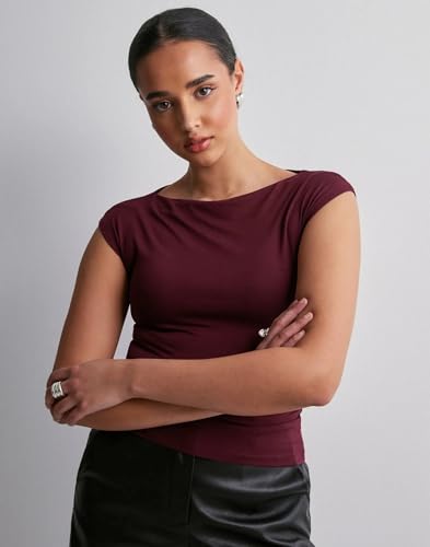 Image of SIGHTBOMB Ultra Soft Fabric Afford LUX Edition Double Layered Boat Neck Folded Cap Sleeves SOFTLINE Cuddle TOP for Women