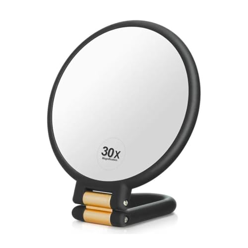 Miroir de voyage double face noir givré 30X/1X - Miroir de maquillage portable et pliable