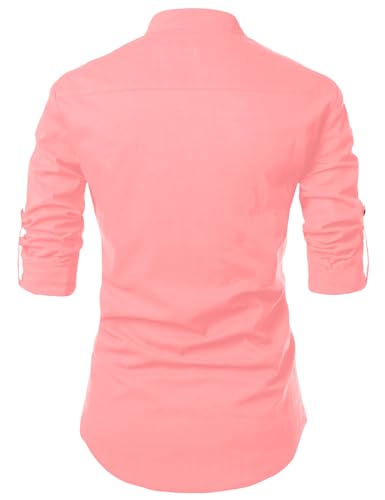 Image of FINIVO FASHION Men's Cotton Blend Solid Full Sleeve Short Kurta Shirt, Regular Fit Solid Pattern Mandarin Collar Straight Kurta Shirt