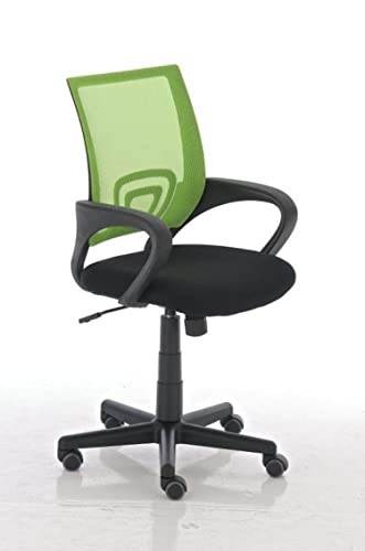 TPFLiving Silla de oficina XXL Ginebra con funda de malla con respaldo cómodo, silla de escritorio, silla giratoria, silla de conferencias, estructura de plástico negro – asiento: microfibra verde