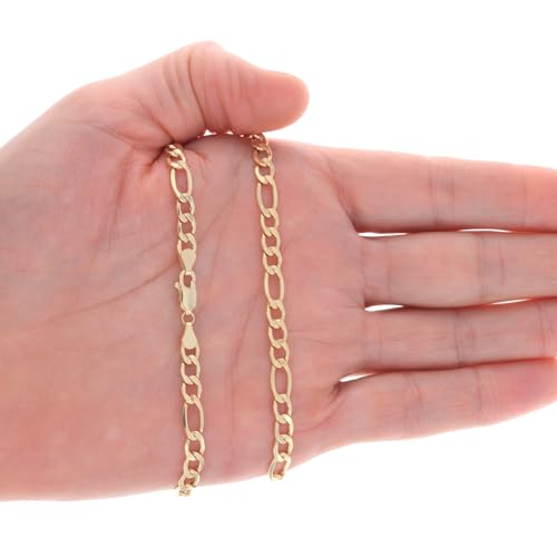 Nuragold 14k Real Yellow Gold Figaro Link 5.5mm Chain Bracelet (7"-9") Italian Jewelry for Men & Women3