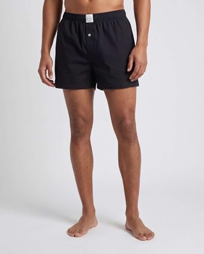 Image of Real Essentials 3 Pack: Men's Woven Cotton Poplin Lounge Shorts Sleep Casual Comfy Loose Fit Elastic Waist PJ Bottoms Pockets