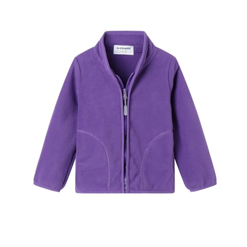 Image of Mud Kingdom Toddler Girls Polar Fleece Jacket Zip Up Plain Lightweight Purple 4T