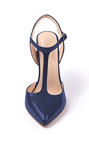 SAMMITOP Women's Pointed Toe Ankle Strap Pumps Stiletto Heels3