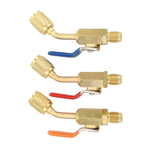 Válvula de bola compacta Alvinlite de latón de 1/4" con conexión SAE para mangueras de carga de refrigerante R410A, R134A, R12 y R22, válvula de cierre para sistemas de aire acondicionado y climatización HVAC miniatura 5