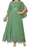 YIANN Robe de mère de la mariée à manches flottantes pour femme avec dentelle à paillettes longue robe de soirée formelle, Eucalyptus, 60 Grande taille