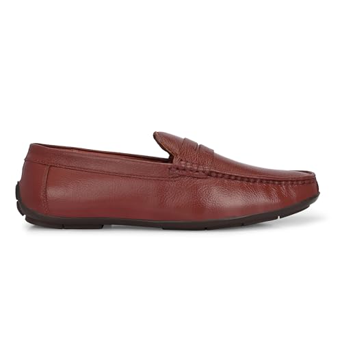 Image of Octa marc Men's Genuine Leather Loafer Shoes | Natural Rubber Sole with Soft Cushioned Insole | Classic Slip-On Design for Office, Party, Formal & Casual Wear