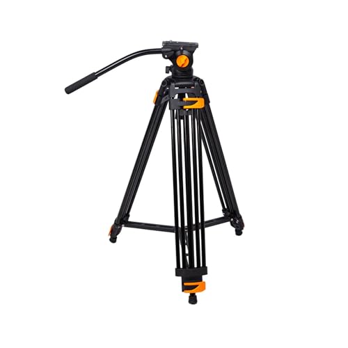 Image of DIGITEK (DPTR 605 VD) 183cm Heavy Duty Tripod with 2 Way Pan Head & Bubble Head, 6 Feet Max Height, 20kg Max Load, Rubberized Legs, Quick Release Head for Digital Video Cameras & GoPro Devices