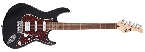 Cort - Paquete de guitarra eléctrica de 6 cuerdas, derecha, poro abierto negro (G110OPBK)