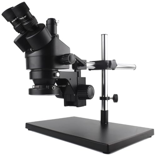 Microscope Black Simul-Focal Trinocular Microscope Zoom Stereo Microscope Magnification Continuous Zoom 7X - 45X for Phone PCB Repair Soldering(Swivel Bracket)